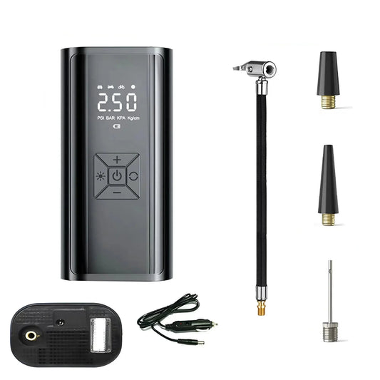 120W Wireless Handheld Air Compressor Portable Digital Tire Inflator Black-0